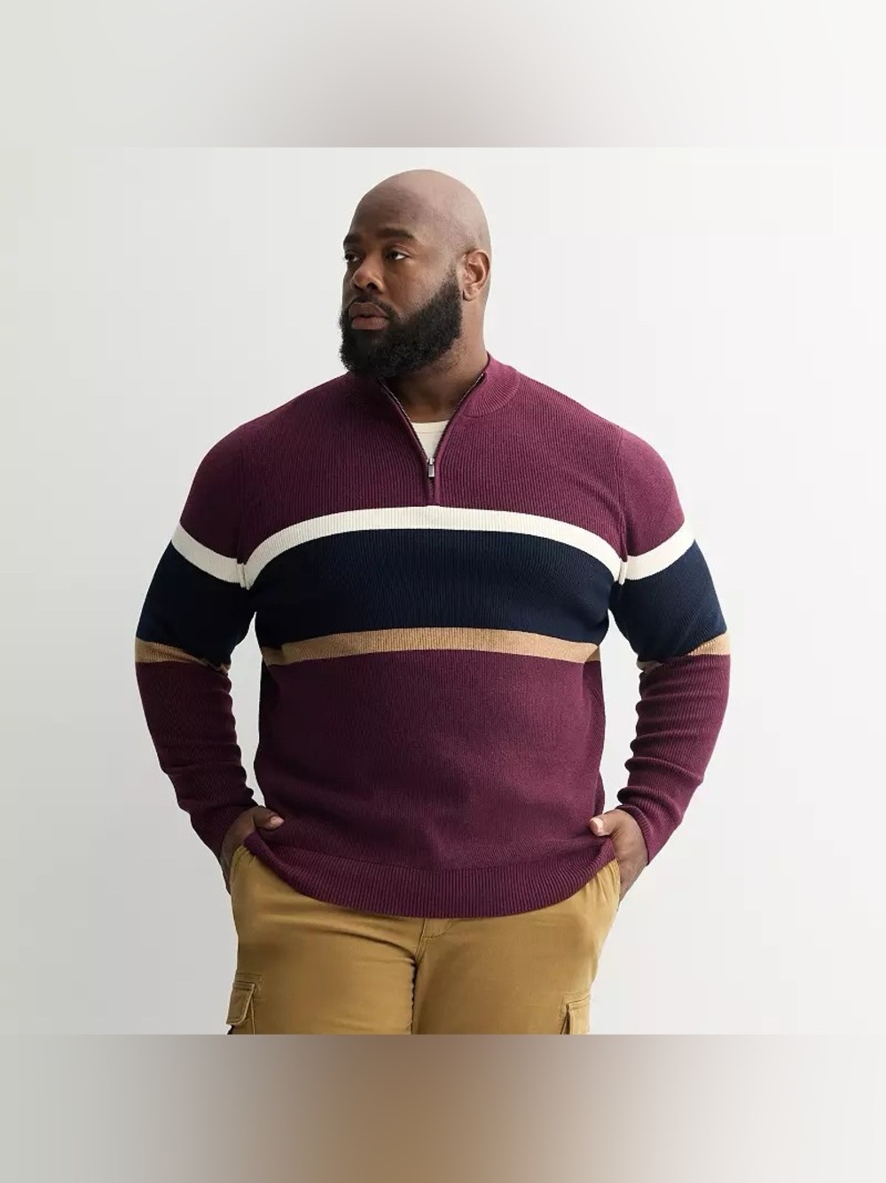 Big & Tall 4XB Sonoma Goods for Life, Chest Stripe Quarter-Zip Sweater, Men's